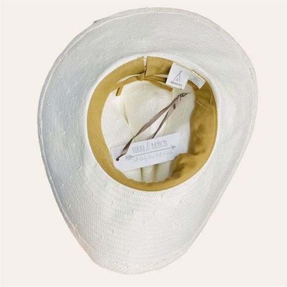 Nikki Beach Cosmos Crystal Straw Sun Hat UPF Protection Ivory One Size NEW - Picture 9 of 11